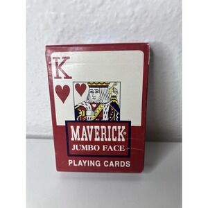 New Sealed MAVERICK Jumbo Face Red Playing Cards Hoyle Products Made In USA